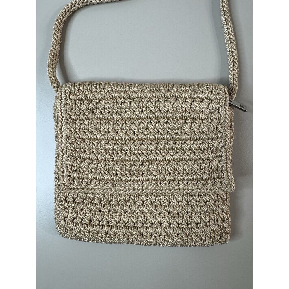 The Sak Mini Purse Crossbody Shoulder Bag Taupe Tan Crochet Boho Y2K Travel - Picture 2 of 12